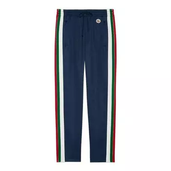 Брюки knitted sweatpants with logo 'blue' Gucci, синий