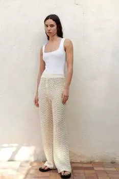 Брюки крючком ZARA, экру