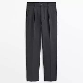 Брюки Massimo Dutti Darted Wide Fit, темно-синий