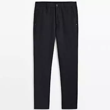 Брюки Massimo Dutti Linen Blend Tapered, темно-синий