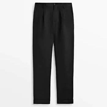 Брюки Massimo Dutti Textured Linen Suit, темно-синий