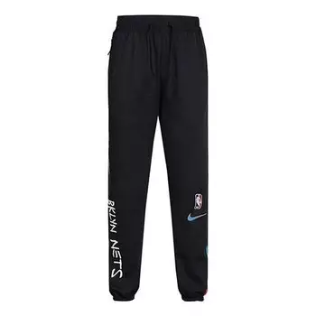 Брюки nba casual brooklyn basketball loose bundle feet sports long pants black Nike, черный