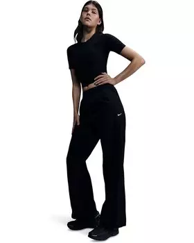 Брюки Nike Windrunner High-waisted Woven Open-hem Pants, черный/белый