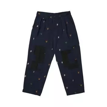 Брюки Palace x Beams Plus Pleated Twill Trousers 'Navy', синий