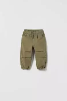 Брюки парашют ZARA, хаки