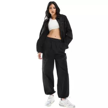 Брюки Pieces Contrast Stitch Cargo, черный