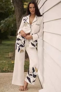 Брюки пижамные Anthropologie фланелевые, белый