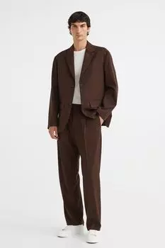 Брюки прямого кроя H&amp;M, темно коричневый