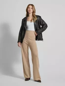 Брюки прямого кроя с аппликацией-лейблом Calvin Klein Womenswear, бежевый