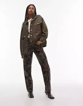 Брюки прямого кроя с изображением животных в многоцветном исполнении Topshop