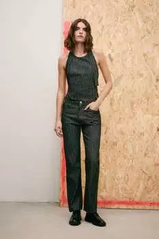 Брюки прямого кроя в полоску ZARA, полоски
