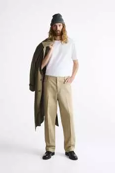 Брюки прямого кроя ZARA, бежевый