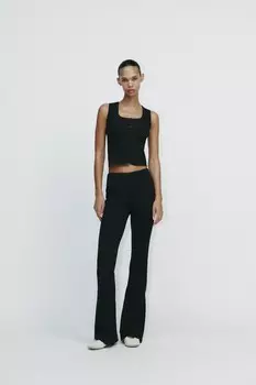 Брюки расклешенные из интерлока ZARA, черный