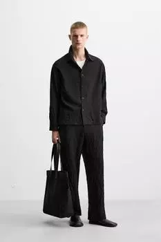 Брюки с эффектом складчатости ZARA, черный