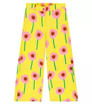 Брюки с цветочным принтом Stella McCartney Kids, желтый