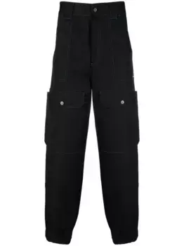 Брюки с контрастной строчкой и логотипом MSGM, черный