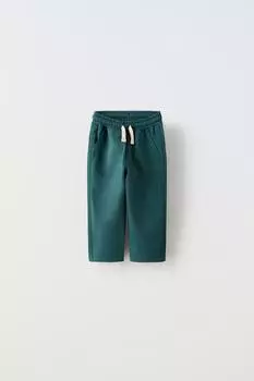 Брюки с полоской в елочку ZARA, утиный зеленый
