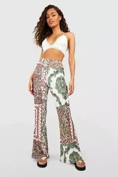 Брюки с принтом бохо Boohoo, хаки
