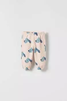 Брюки с принтом собаки ZARA, розовый