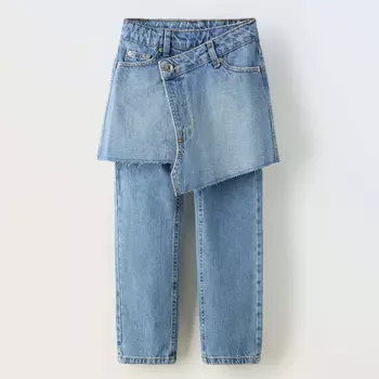 Брюки с юбкой Zara Denim, синий