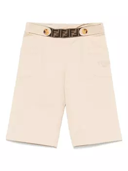 Брюки с вышитым логотипом Fendi Kids, нейтральный