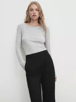 Брюки с высокой посадкой Massimo Dutti, черный