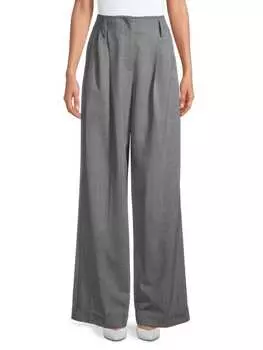 Брюки Широкие Michael Kors Collection с высокой талией, banker melange