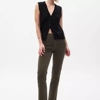 Брюки slim-fit с высокой посадкой из вельвета Gap, зеленый