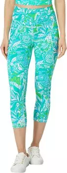 Брюки South Beach High-Rise Crop Lilly Pulitzer, цвет Botanical Green Safari Sangria