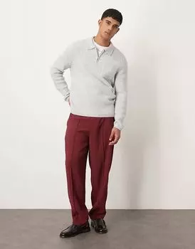 Брюки свободного покроя зауженного кроя в бордовом цвете ASOS DESIGN