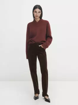 Брюки свободного прямого кроя Massimo Dutti, шоколадный