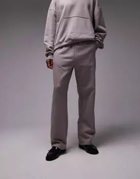 Брюки Topman Premium Heavyweight Straight Leg, коричневато-серый