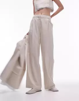 Брюки Topshop Wide-legged With Visible Lining, светло-серый
