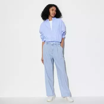 Брюки UNIQLO из драпового денима, синий