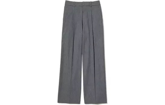 Брюки Uniqlo Pleated Wide, серый