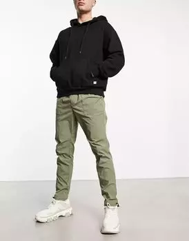 Брюки узкого кроя из нейлона цвета хаки Jack & Jones Intelligence