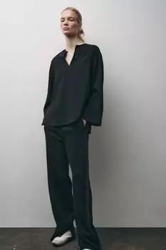 Брюки в боковую полоску ZARA, черный