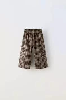 Брюки в гингем ZARA, темно-синий