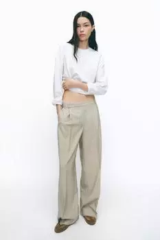 Брюки в полоску «елочка» ZARA, серый