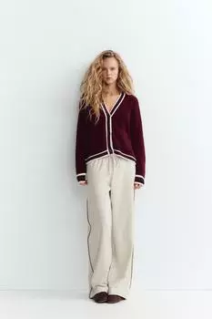 Брюки в полоску ZARA, экрю