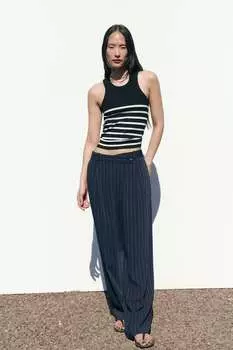 Брюки в полоску ZARA, темно-синий