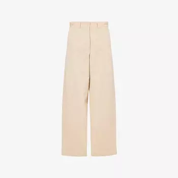 Брюки Weekend Max Mara Alfeo широкого кроя из хлопкового поплина, бежевый