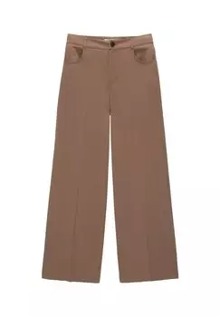 Брюки Wide Leg PULL&BEAR, охра
