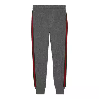 Брюки wool cashmere pants with web 'grey' Gucci, серый