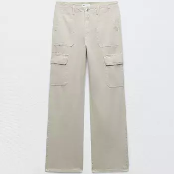Брюки Zara Straight Cargo TRF, серый