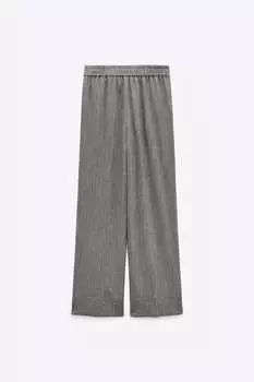 Брюки Zara Wide-leg Herringbone, серый