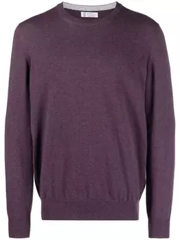 Brunello Cucinelli кашемировый джемпер с круглым вырезом, фиолетовый