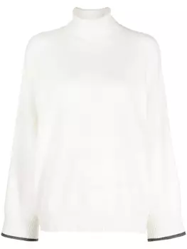 Brunello Cucinelli кашемировый джемпер с высоким воротником, белый