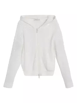 Brunello Cucinelli Kids кардиган с капюшоном, белый