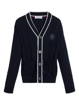Brunello Cucinelli Kids кардиган с логотипом, синий